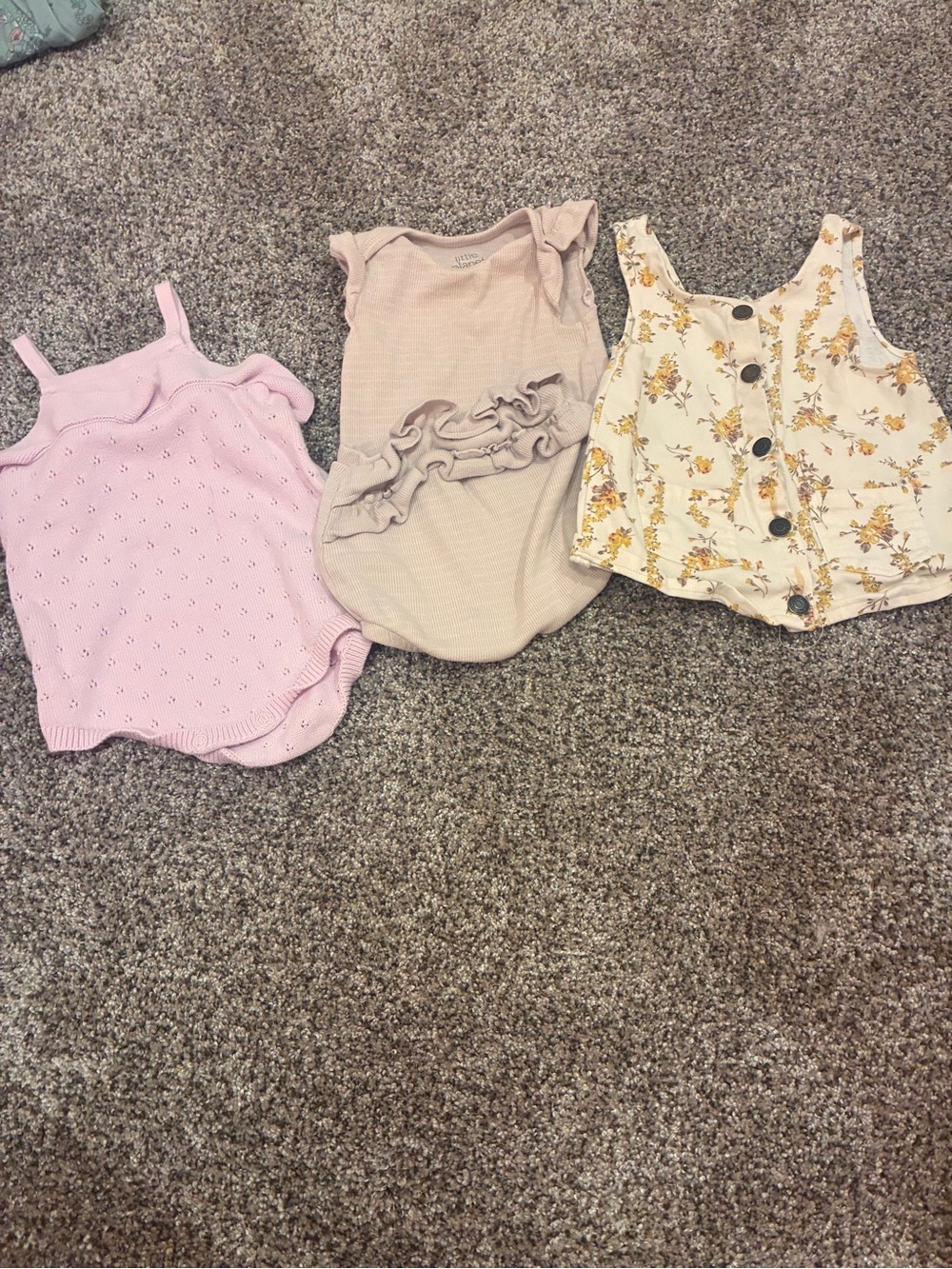 Kids Sleeveless Floral Button Vest and Pink Knit Tank Tops - Set of 3